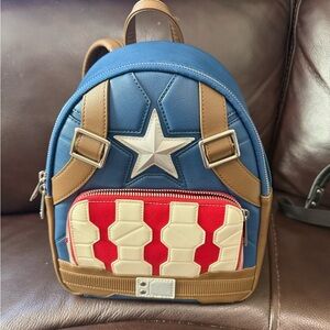 Loungefly Captain America Blue and Red Backpack